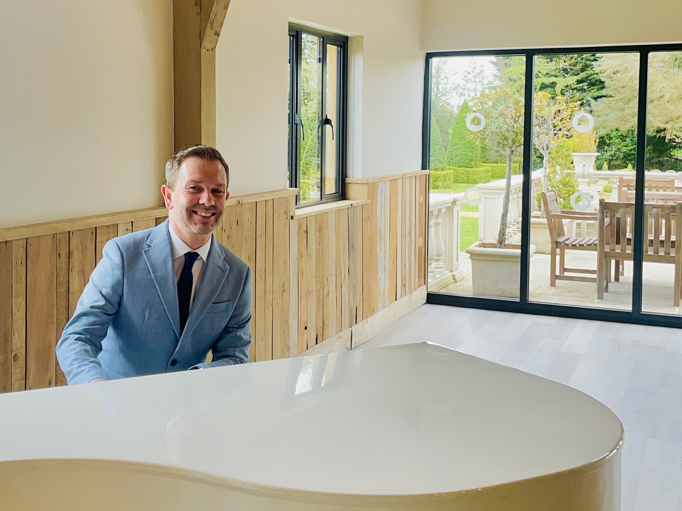 Wedding piano at The River Barn by Craig Smith